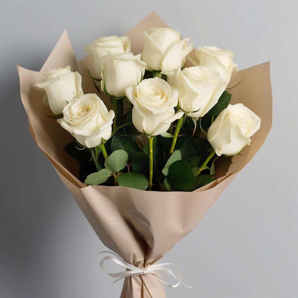 Букет 9 Белых роз Эдлесс Лав в Торбеево