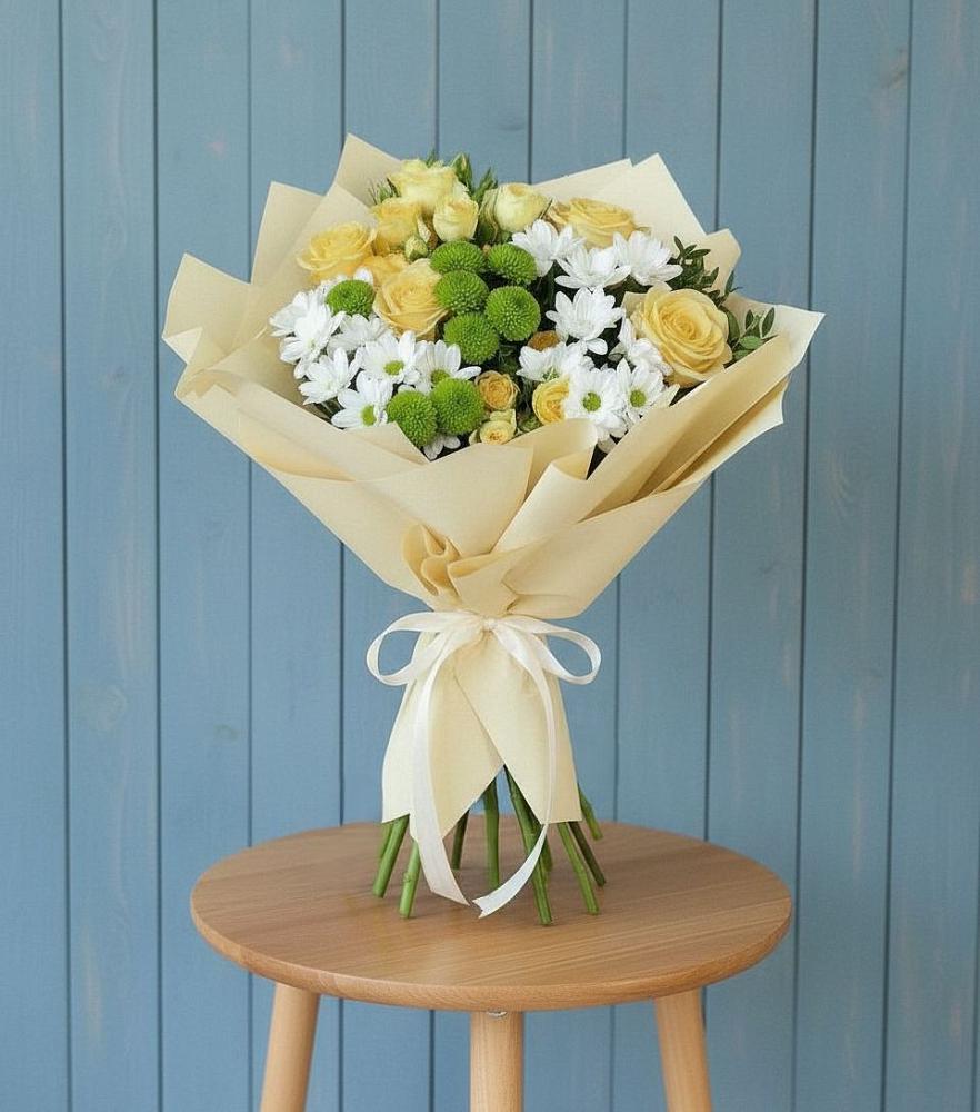 Букет цветов из: Хризантемы и Розы в Торбеево