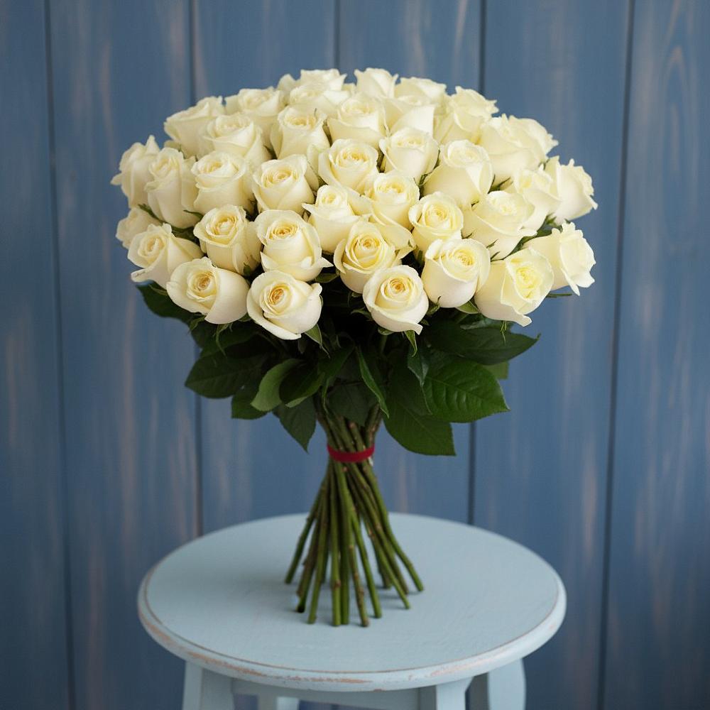Букет 51 Белая роза Эдлесс Лав в Торбеево