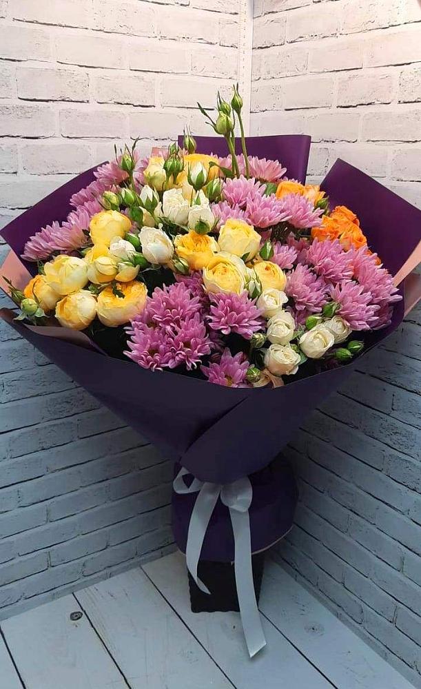 Букет цветов из: Хризантемы и Розы в Торбеево