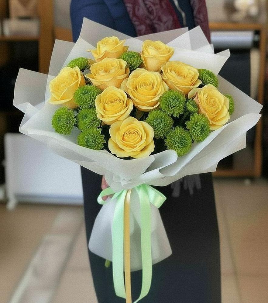 Букет цветов из: Хризантемы и Розы в Торбеево