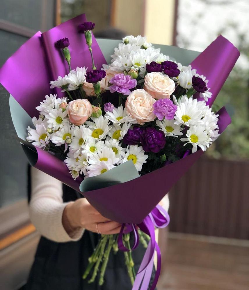 Букет цветов из: Хризантемы, Гвоздики и Розы в Торбеево