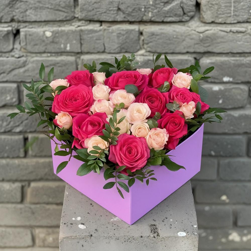 Цветочная композиция из Розы в коробке в Торбеево