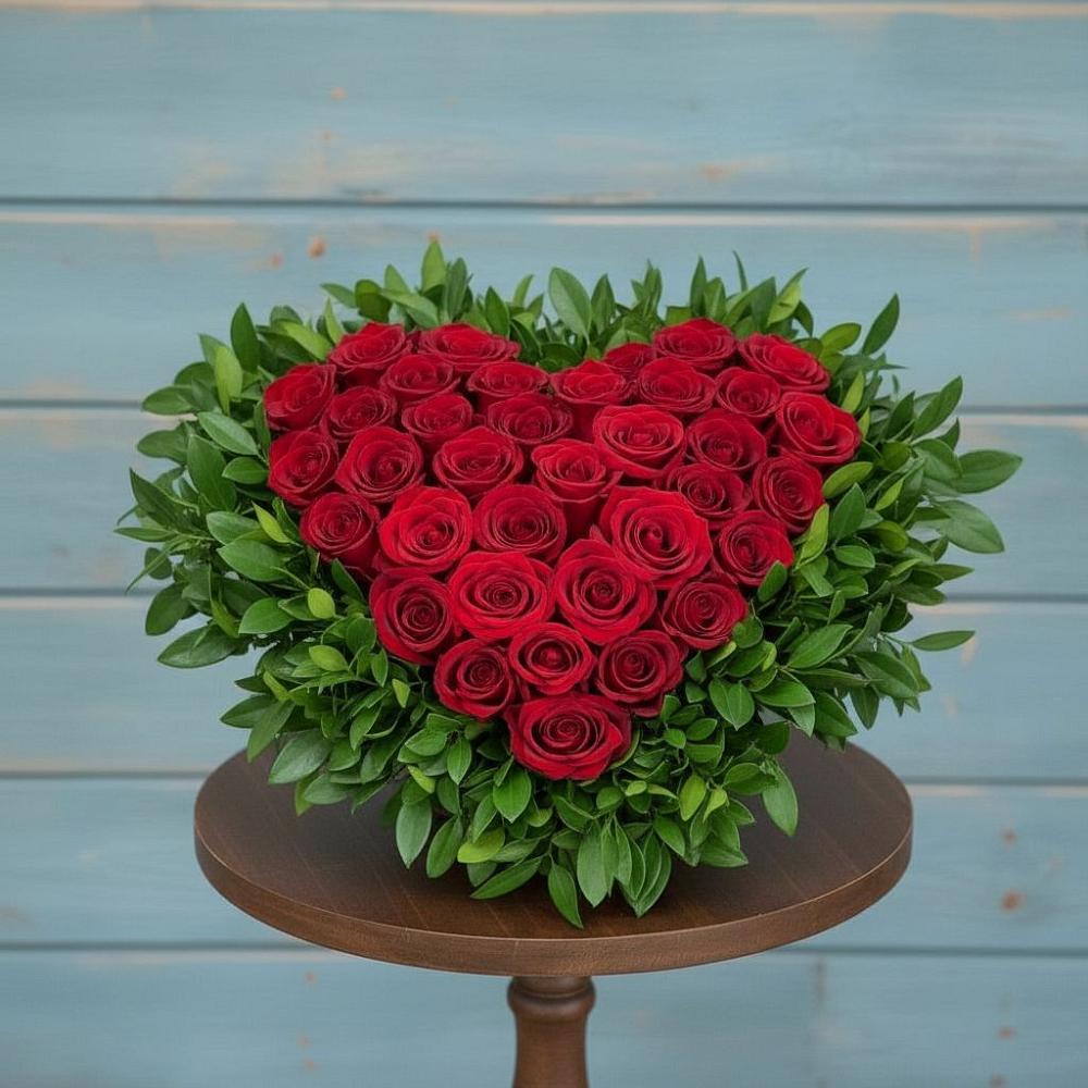 Цветочная композиция из Розы в виде сердца в Торбеево