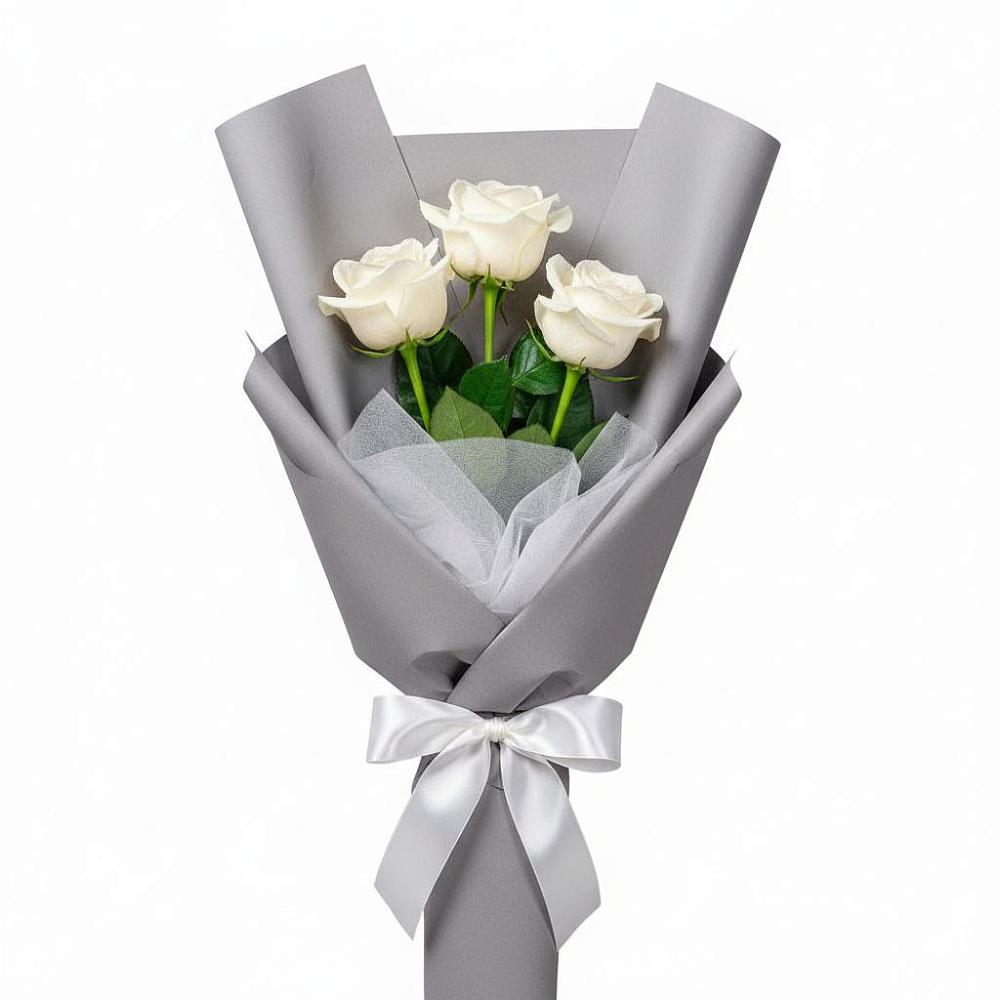 Букет 3 белые розы в Торбеево