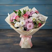 Букет цветов из:  Хризантемы, Альстромерии и Розы в Торбеево
